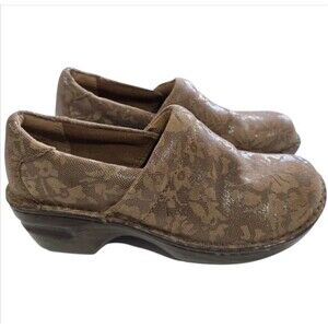 Women's Born Boc Clog Floral Flowers Clogs Size 8 Brown Nurse Leather Shoes *